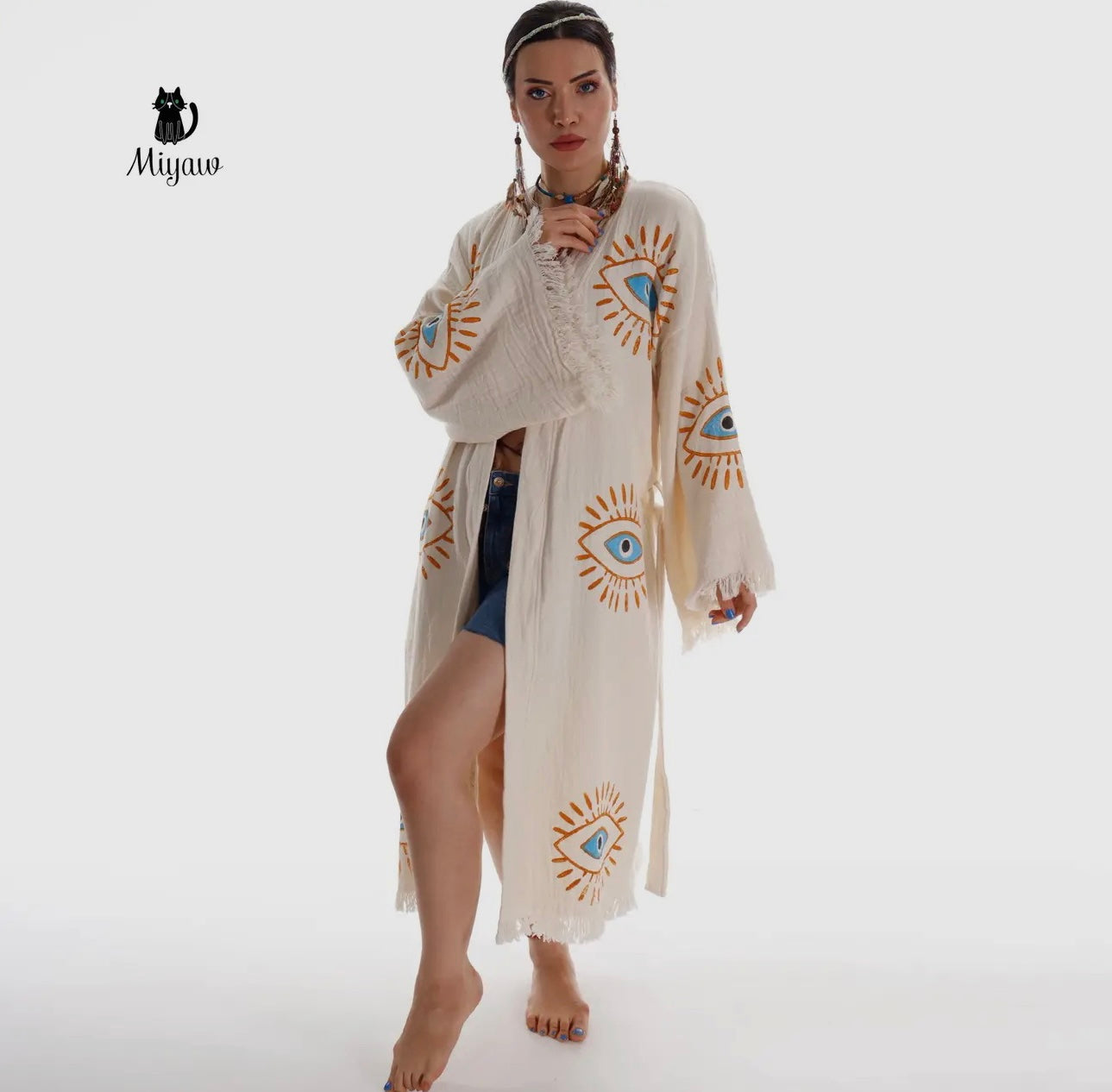 Handmade Cotton Kimono Robe- Eco Friendly