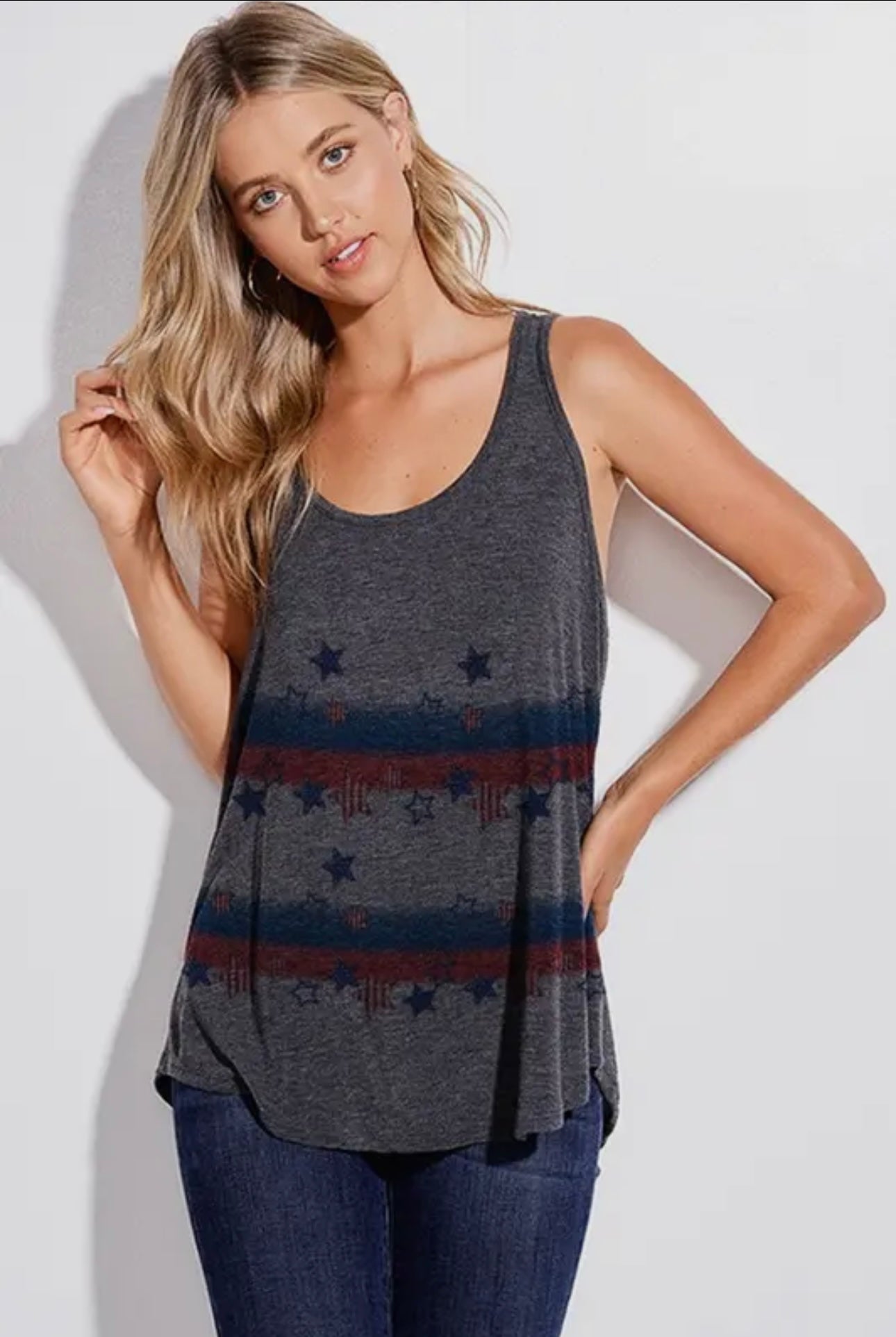 American Look Stripe Print Tank Top