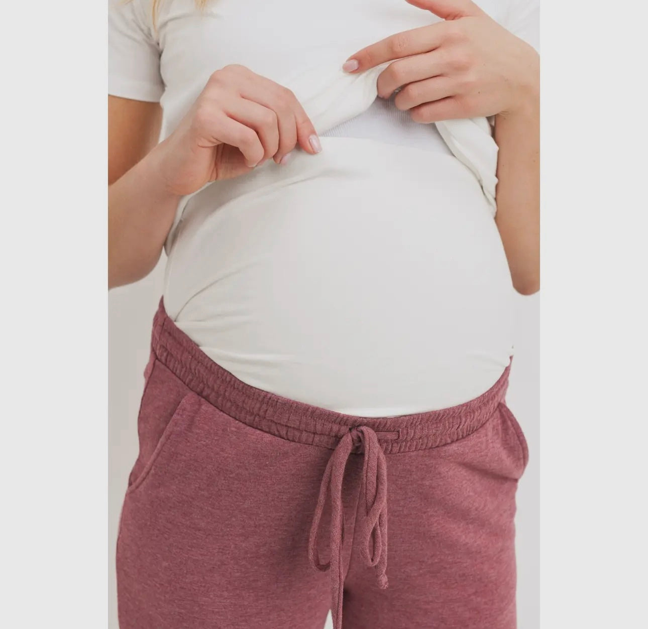 Brushed Terry Two-Tone Maternity Lounge Pants