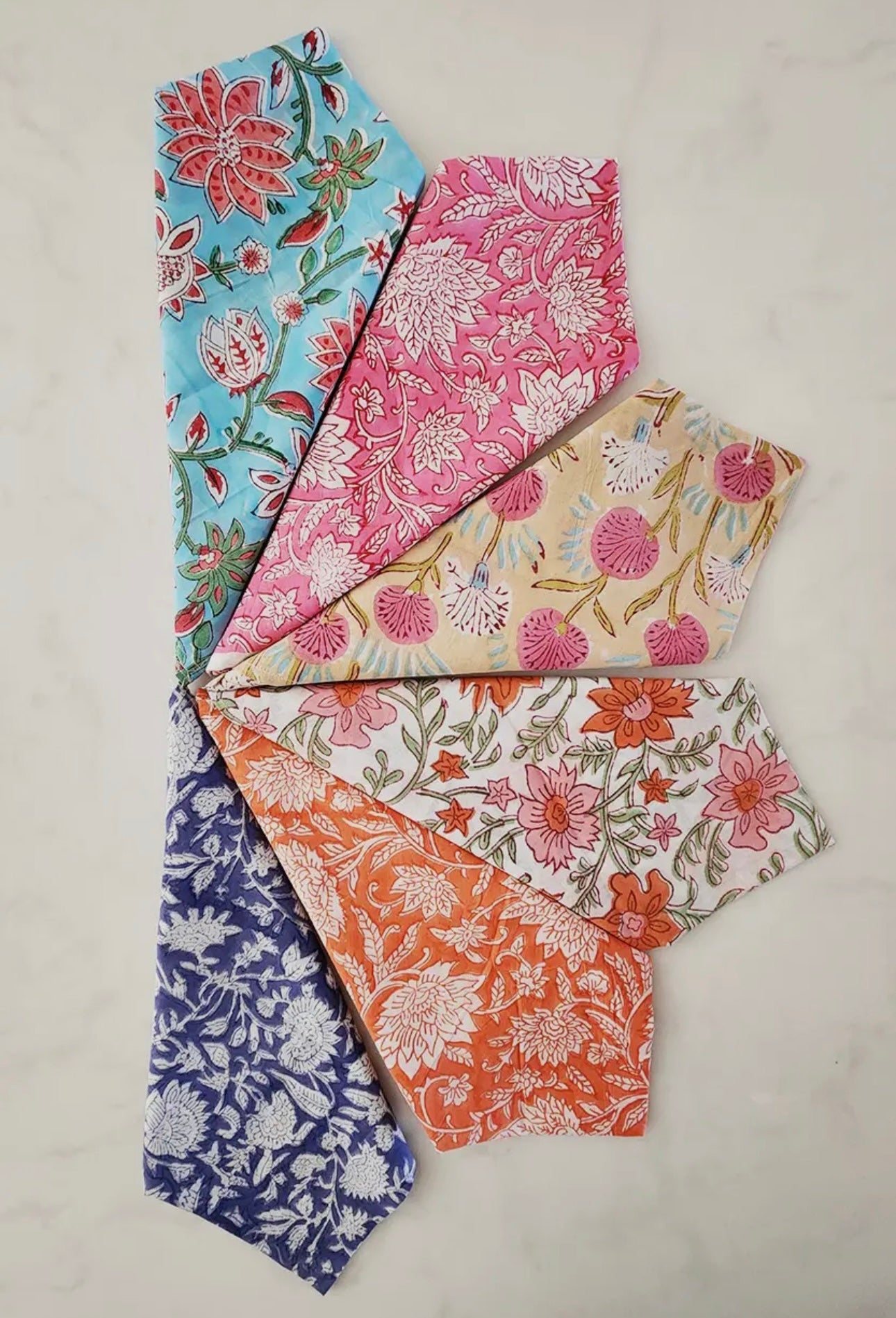 Floral Block Print Napkins, Set of 6