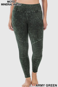 Mineral Wash Cotton Leggings W/ Waistband