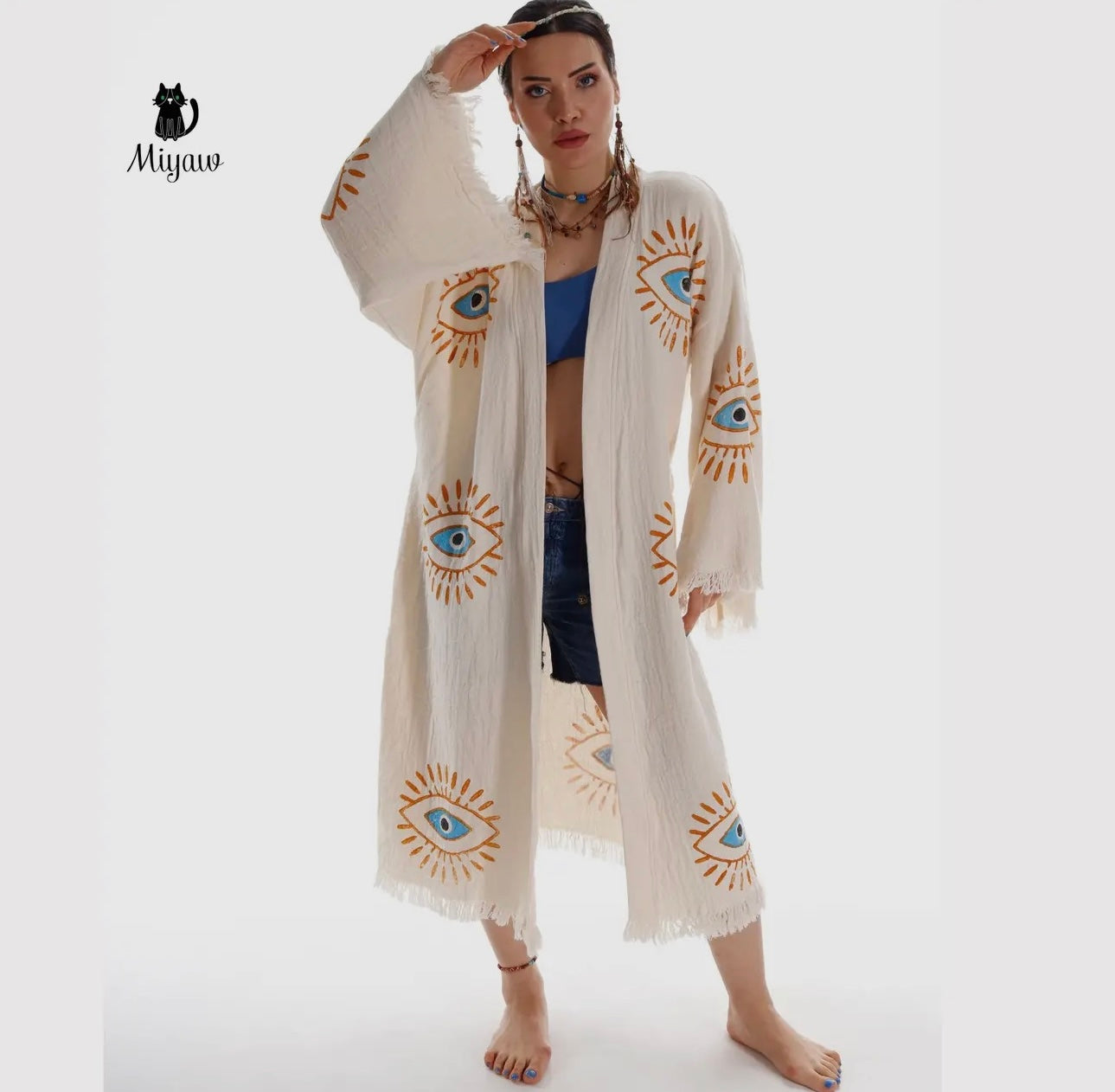 Handmade Cotton Kimono Robe- Eco Friendly