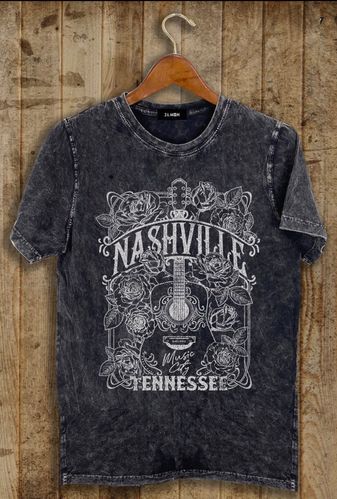 Mineral Washed Nashville Tennessee Music City Flowers Tee