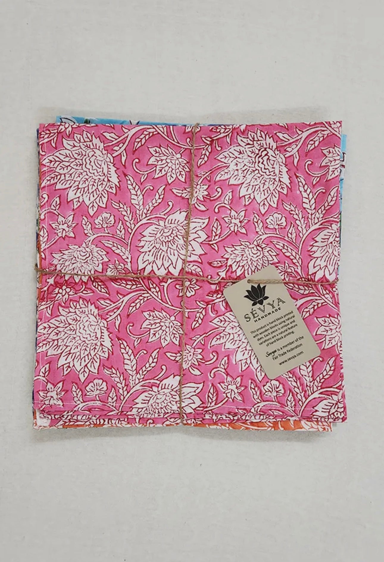 Floral Block Print Napkins, Set of 6