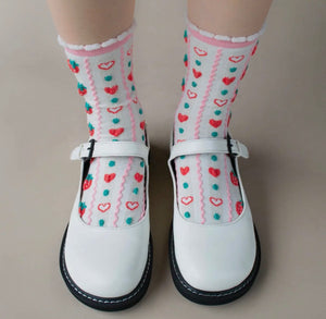 Retro Strawberry Casual Socks