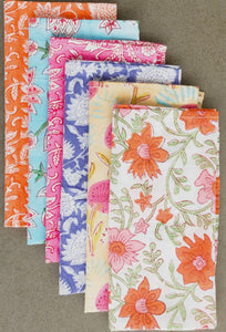 Floral Block Print Napkins, Set of 6