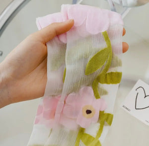 Sweet Transparent Floral High Socks