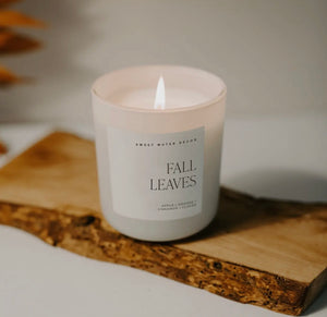 Fall Leaves 15oz Tan Matte Jar Candle