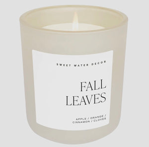 Fall Leaves 15oz Tan Matte Jar Candle