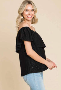 Loose Fit Off Shoulder Ruffle Tube Top