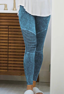 Mineral Wash Cotton Leggings W/ Waistband